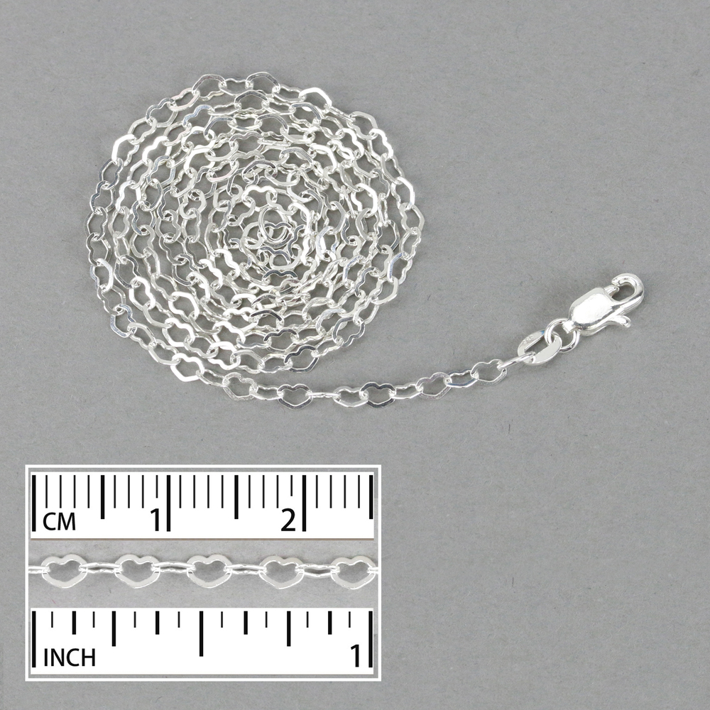 Chain & Clasps Sterling Silver Heart Shaped Chain, 18"